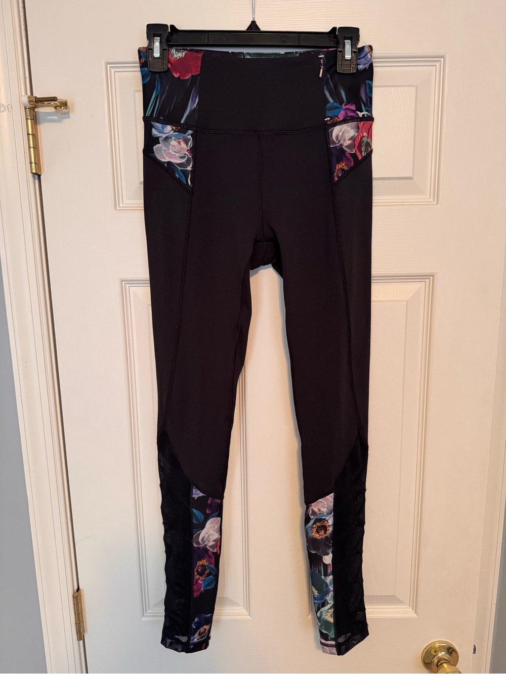 CALIA by Carrie Underwood Black Leggings with Multicolor Floral Panels